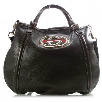 Gucci Leather Medium Britt Bag Dark Brown 1 of 10