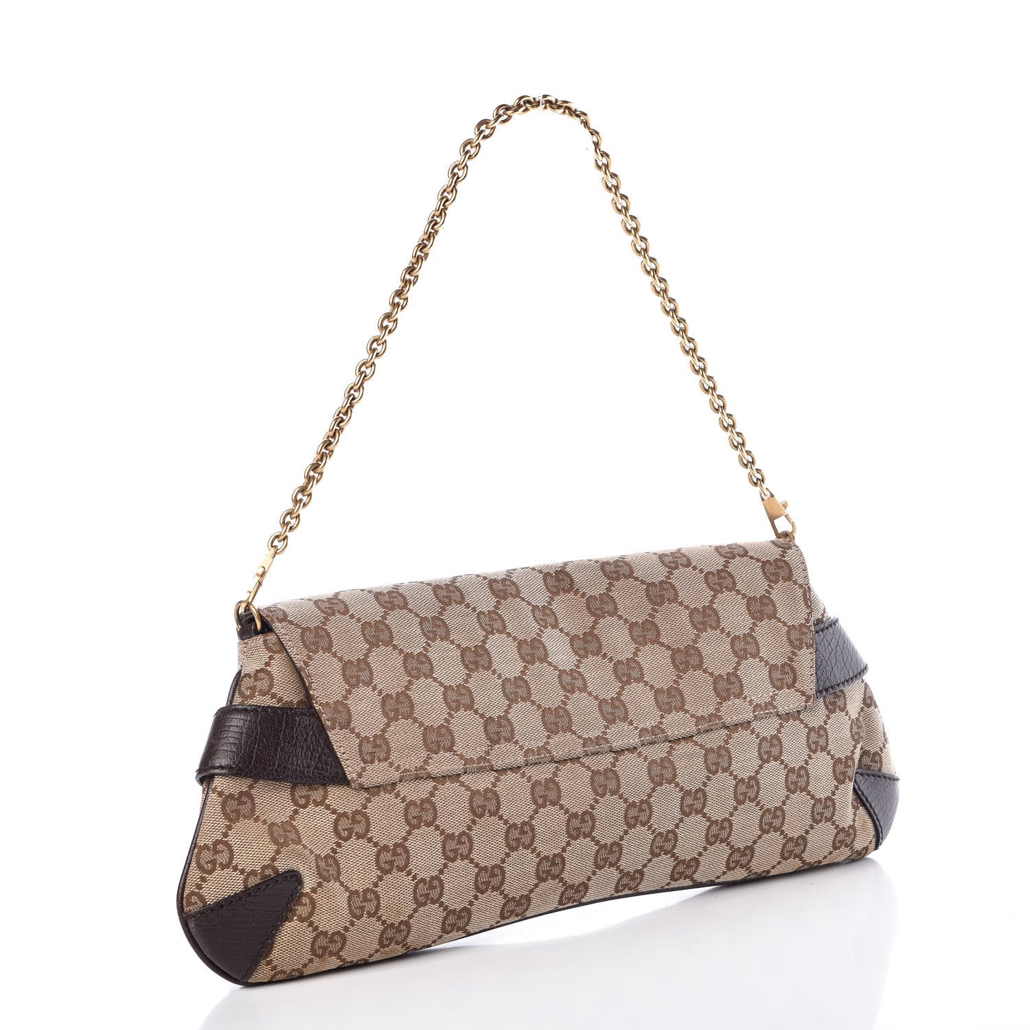 Gucci Monogram Horsebit Clutch Dark Brown 3 of 7