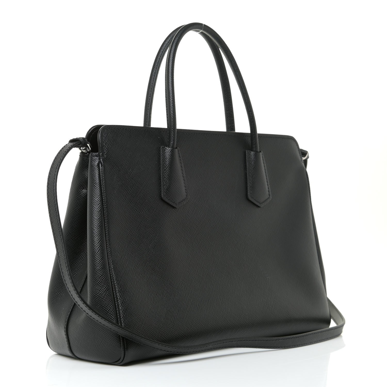 Prada Saffiano Cuir Medium Tote Black Fuoco 3 of 15