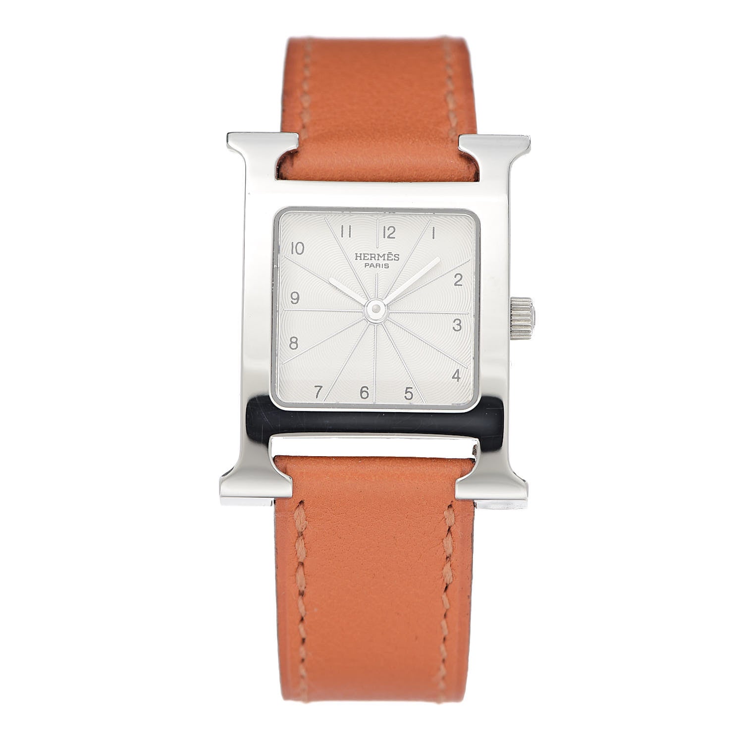 Hermes Stainless Steel Swift 21mm Heure H Hour Quartz Watch Orange 1 of 7
