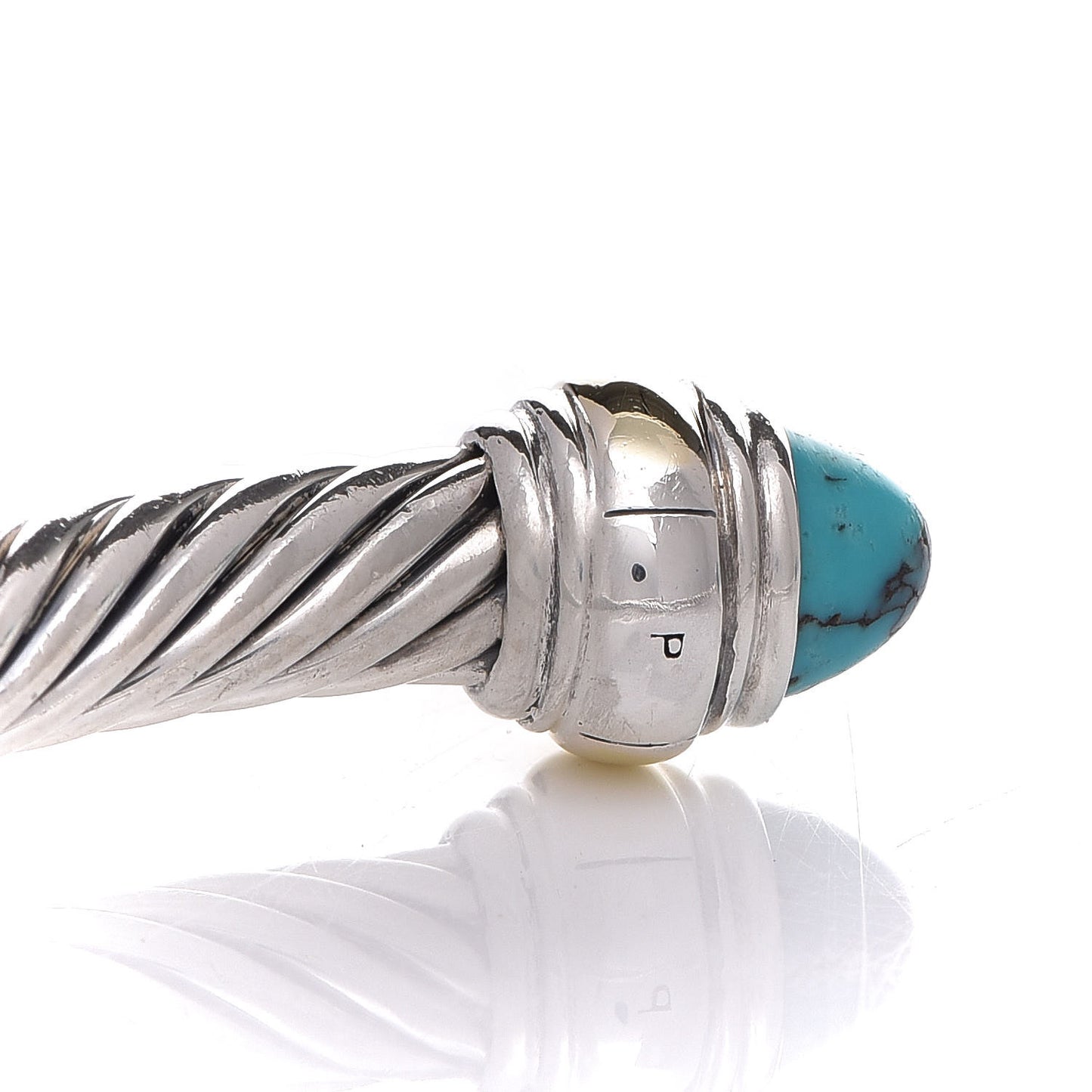 Sterling Silver 14K Yellow Gold Turquoise 5mm Cable Classics Bracelet