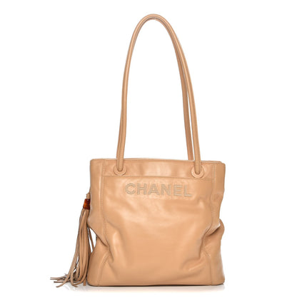 Chanel Lambskin CC Tassel Shoulder Bag Beige 1 of 8