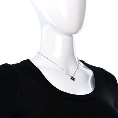 Van Cleef & Arpels 18K Rose Gold Diamond Black Onyx Vintage Alhambra Pendant Necklace 2 of 5