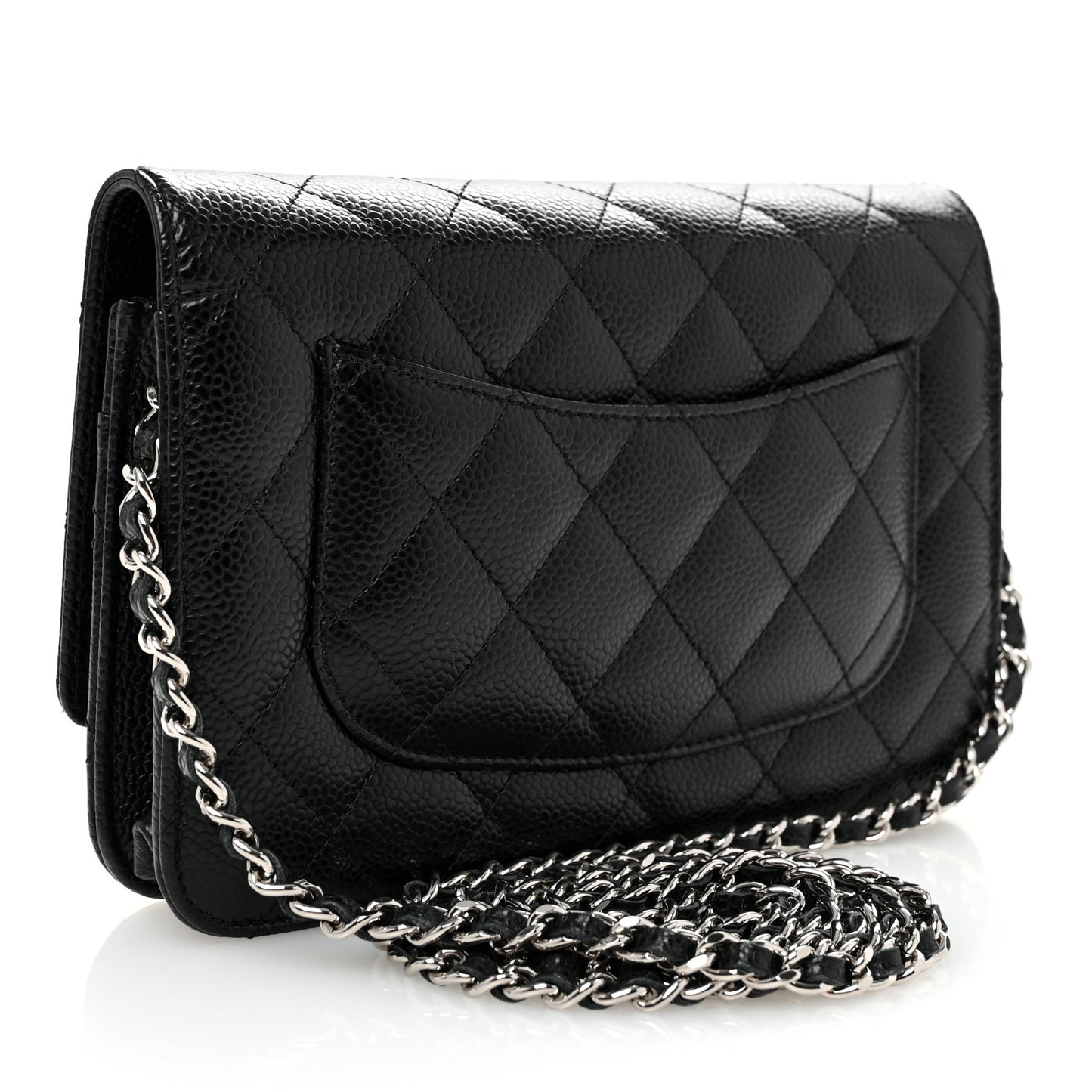 Caviar Quilted Wallet on Chain WOC Black