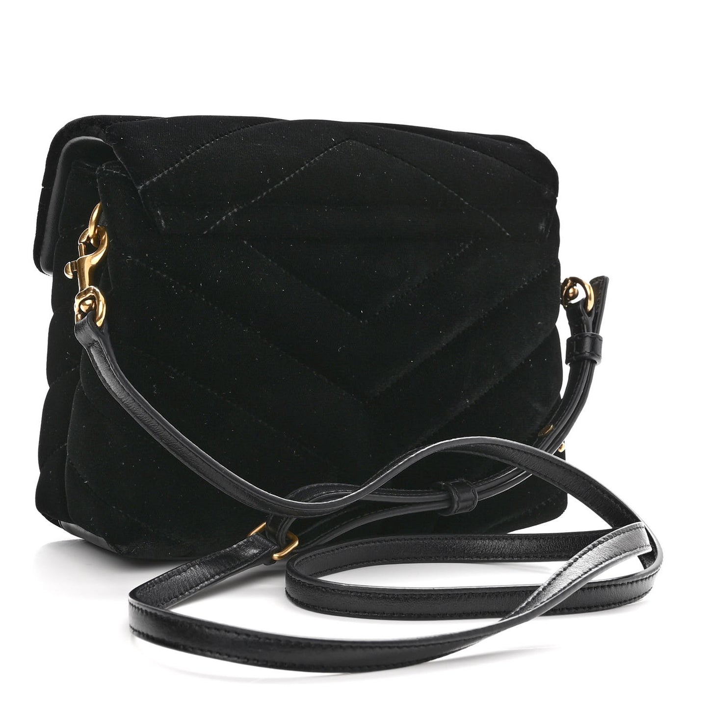 Velvet Y Quilted Monogram Toy Loulou Chain Satchel French Black