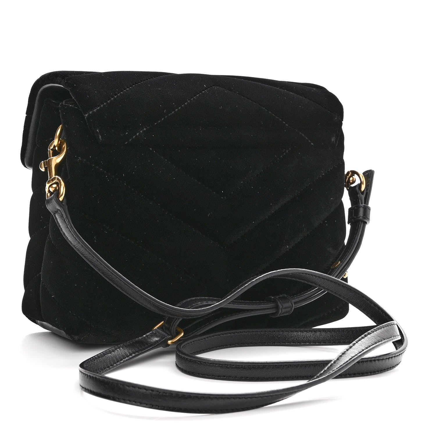 Saint Laurent Velvet Y Quilted Monogram Toy Loulou Chain Satchel French Black 3 of 10