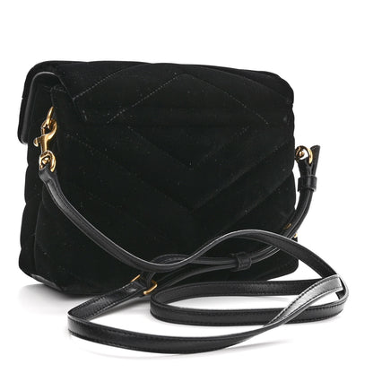 Saint Laurent Velvet Y Quilted Monogram Toy Loulou Chain Satchel French Black 3 of 10