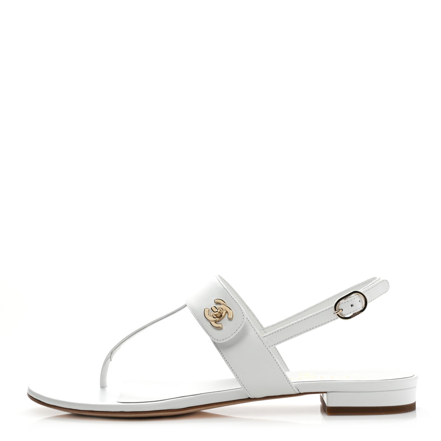 Chanel Lambskin CC Thong Sandals 38 White 1 of 8