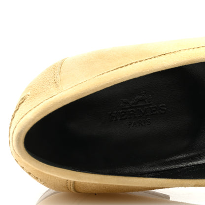 Hermes Suede Goatskin Womens Destin Loafers 38.5 Beige Crin 7 of 9
