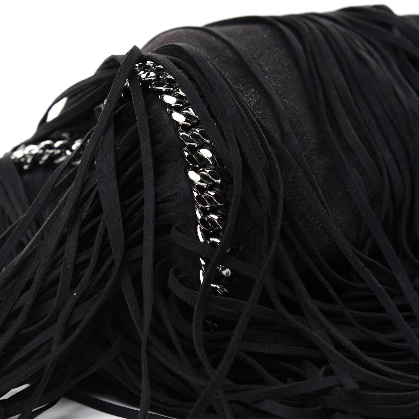 Eco Suede Mini Fringe Falabella Tote Black