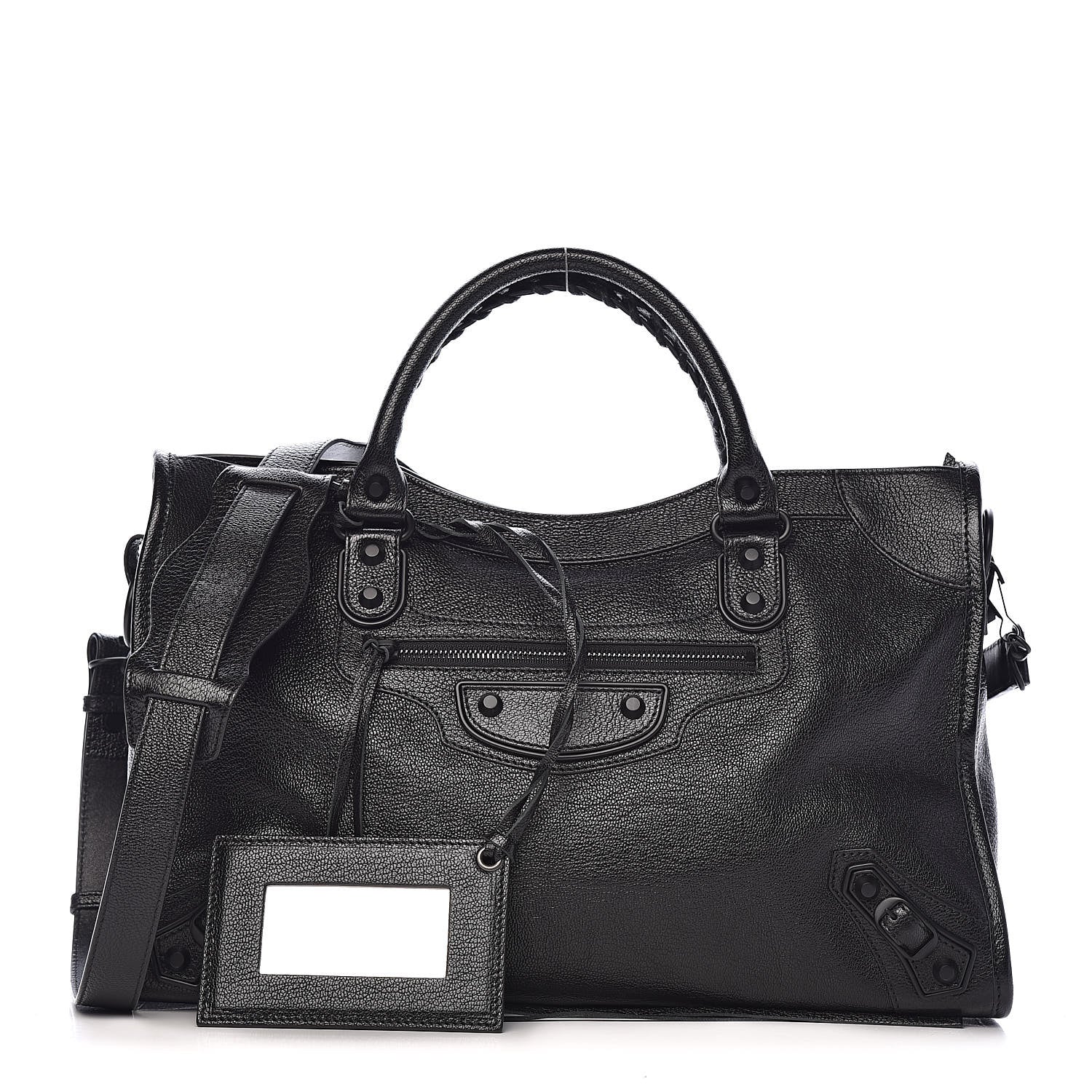 Balenciaga Shiny Grained Goatskin Black Metallic Edge City Black 1 of 9