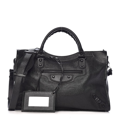 Balenciaga Shiny Grained Goatskin Black Metallic Edge City Black 1 of 9