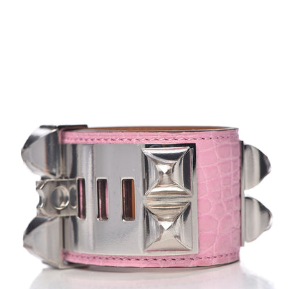 Hermes Matte Alligator Collier De Chien CDC Bracelet T1 5P Pink 3 of 6