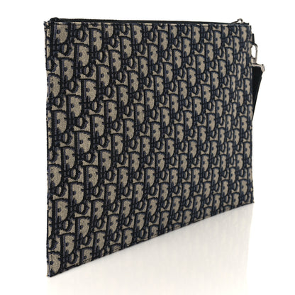 Christian Dior Oblique A4 Flat Pouch Clutch Blue 3 of 6