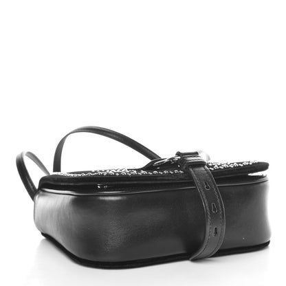 Miu Miu Velluto Soft Calf Studded Dahlia Shoulder Bag Black 4 of 15
