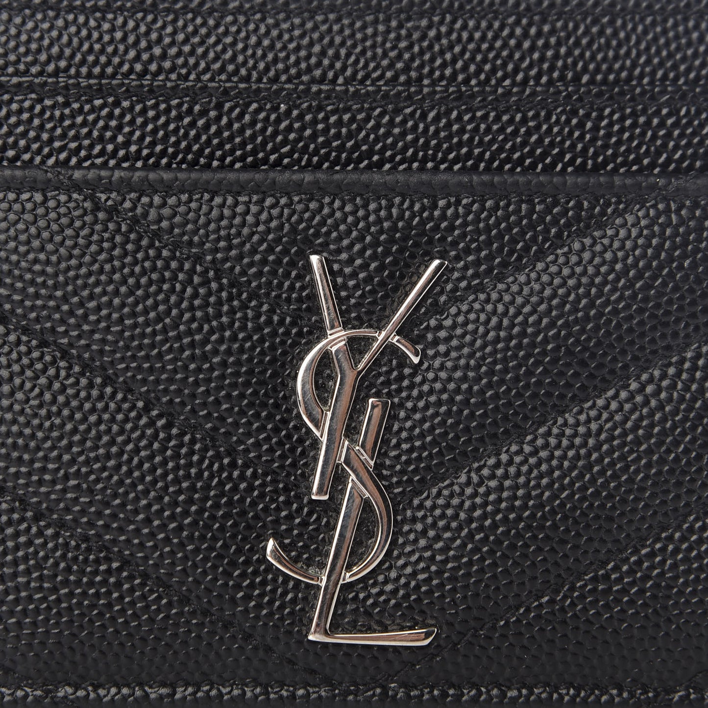 Grain De Poudre Matelasse Chevron Monogram Credit Card Case Black