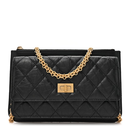 Chanel Aged Calfskin Quilted 2.55 Reissue Chain Wallet Black 1 of 11