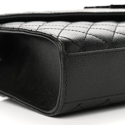 Saint Laurent Grain De Poudre Textured Mixed Matelasse Triquilt Medium Monogram Satchel Black 9 of 12