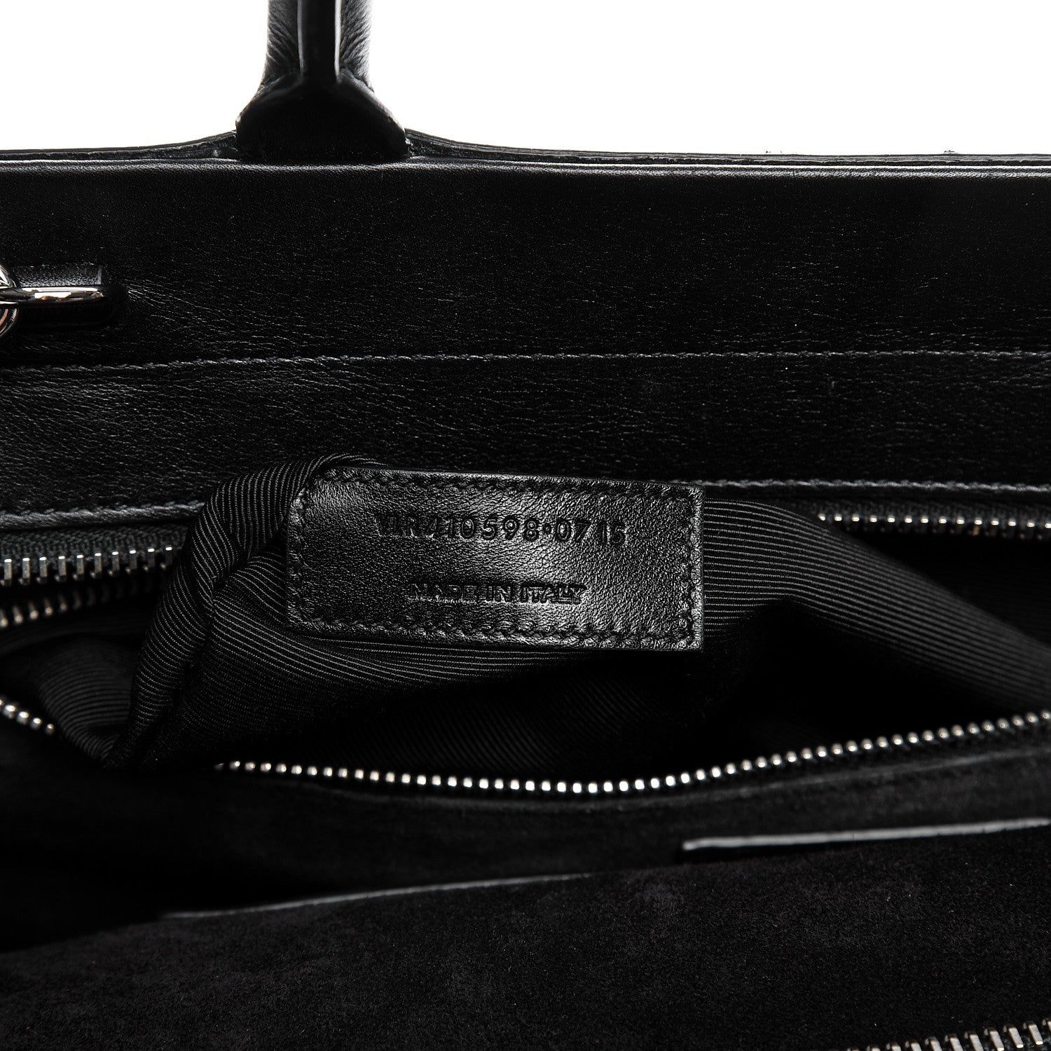 Saint Laurent Grained Calfskin Medium Fringe Cabas Rive Gauche Black 8 of 12