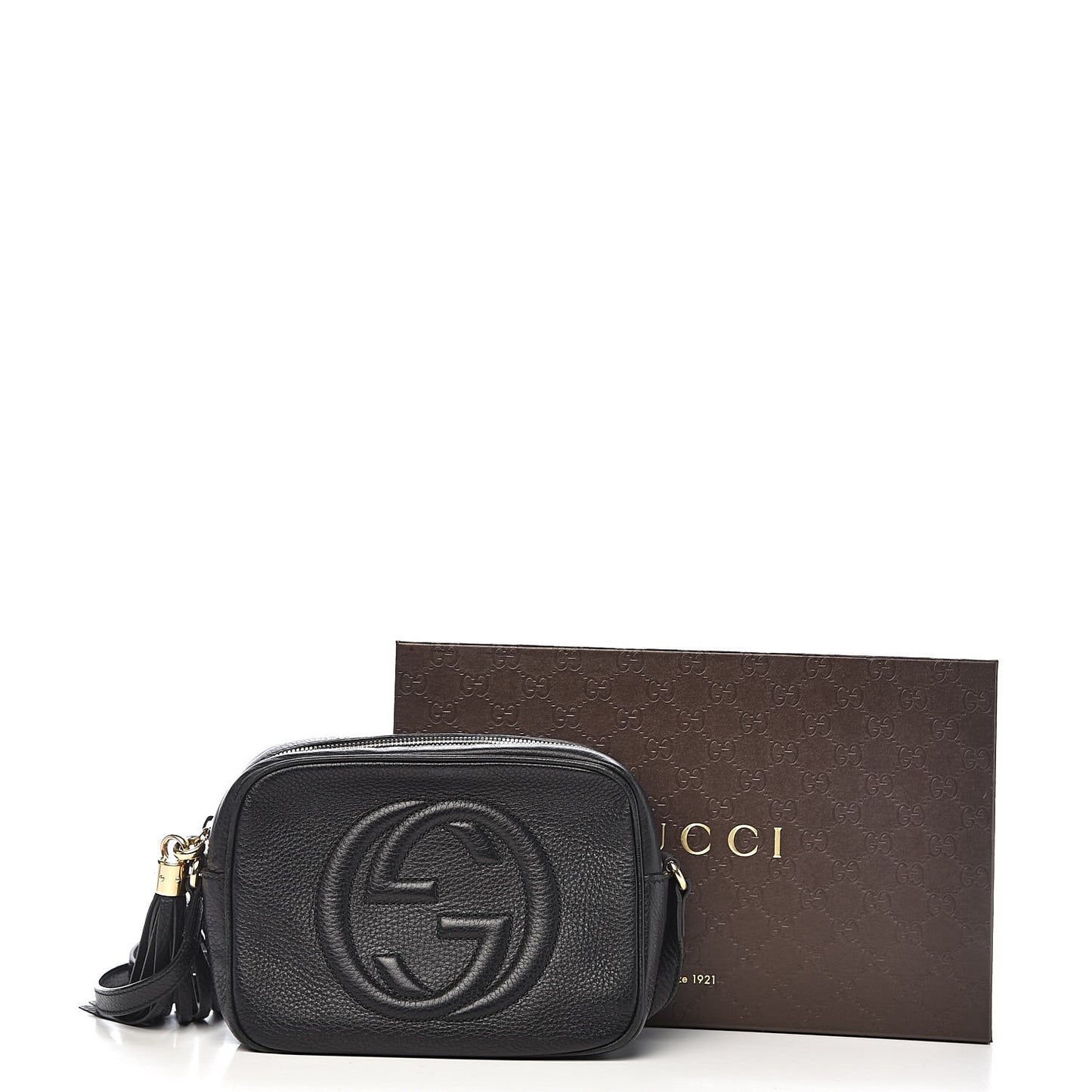 Pebbled Calfskin Small Soho Disco Bag Black