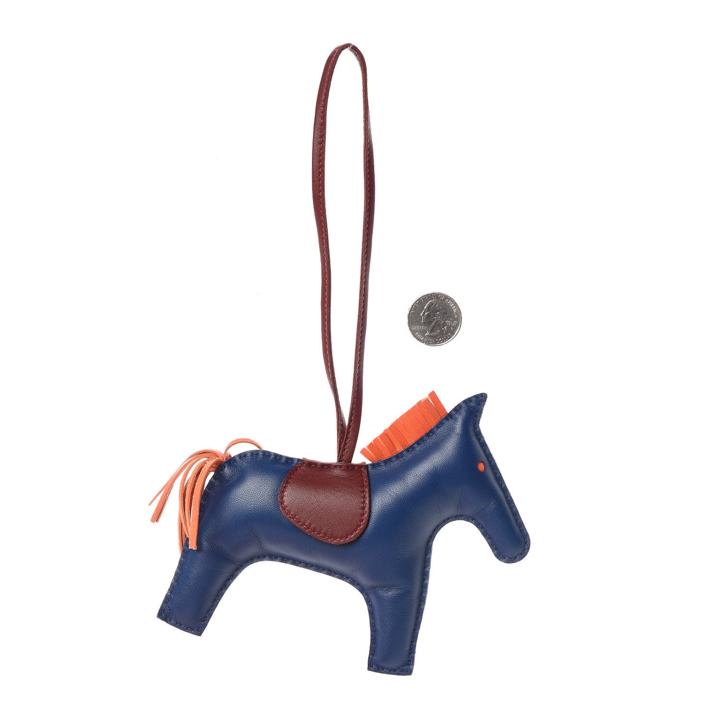 Milo Lambskin Grigri Rodeo Horse Bag Charm GM Bleu de Malte Rouge H Orange Poppy