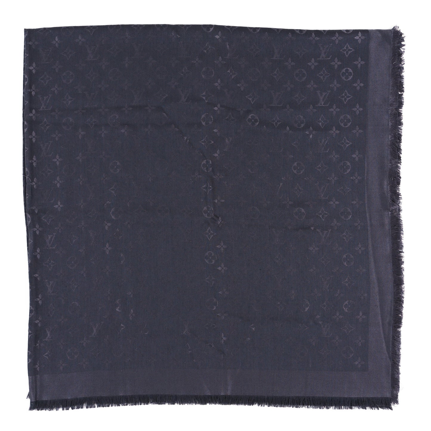 Monogram Silk Wool Shine Shawl Anthracite