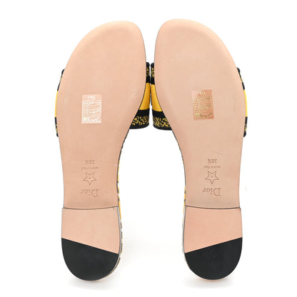 Christian Dior Canvas Union Check Embroidered Dway Flat Slide Sandals 38.5 Black Yellow 6 of 10