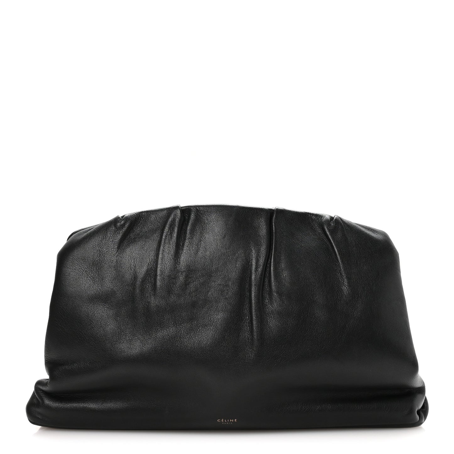 Calfskin Pleated French Lock Clutch Black