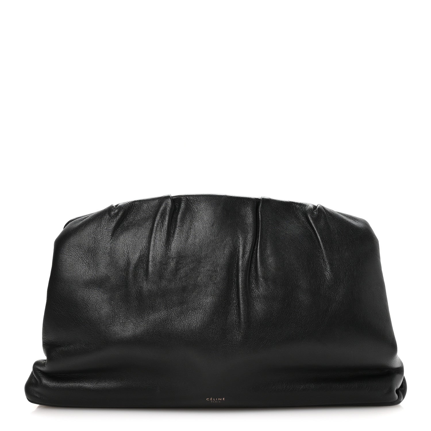 Celine Calfskin Pleated French Lock Clutch Black 1 of 7