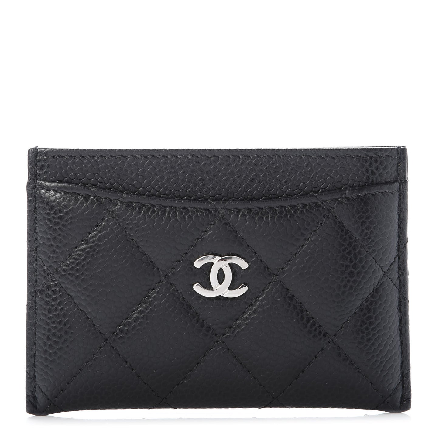 Caviar Quilted Card Holder Black