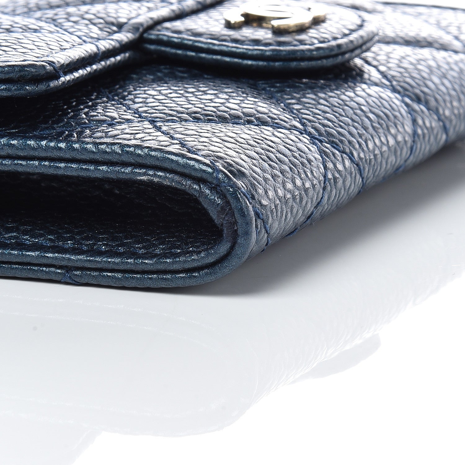 Chanel Iridescent Caviar Quilted Flap Card Holder Dark Blue 9 of 13