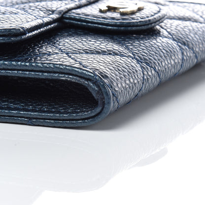 Chanel Iridescent Caviar Quilted Flap Card Holder Dark Blue 9 of 13