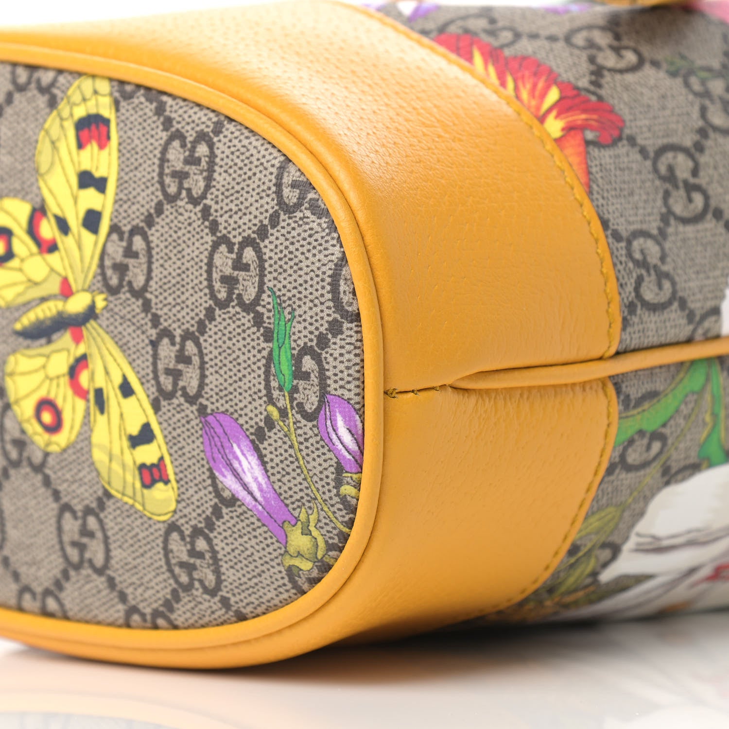 Gucci GG Supreme Monogram Flora Small Ophidia Bucket Bag Beige Multicolor Crop 9 of 9