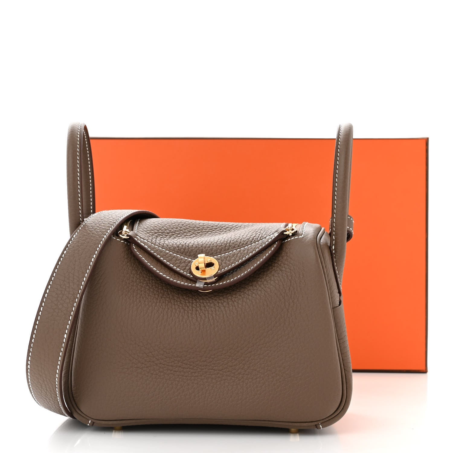 Hermes Taurillon Clemence Mini Lindy 20 Etoupe 11 of 11