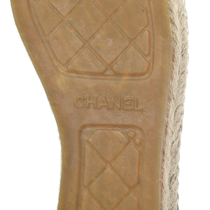 Chanel Suede Pearl CC Espadrilles 38 Beige Black 7 of 11