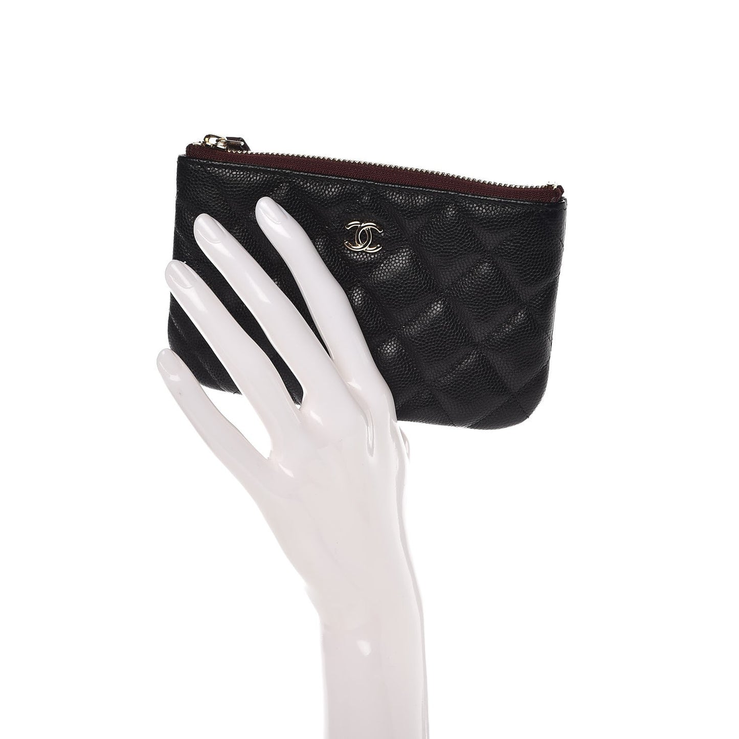 Caviar Quilted Small Cosmetic Case Black