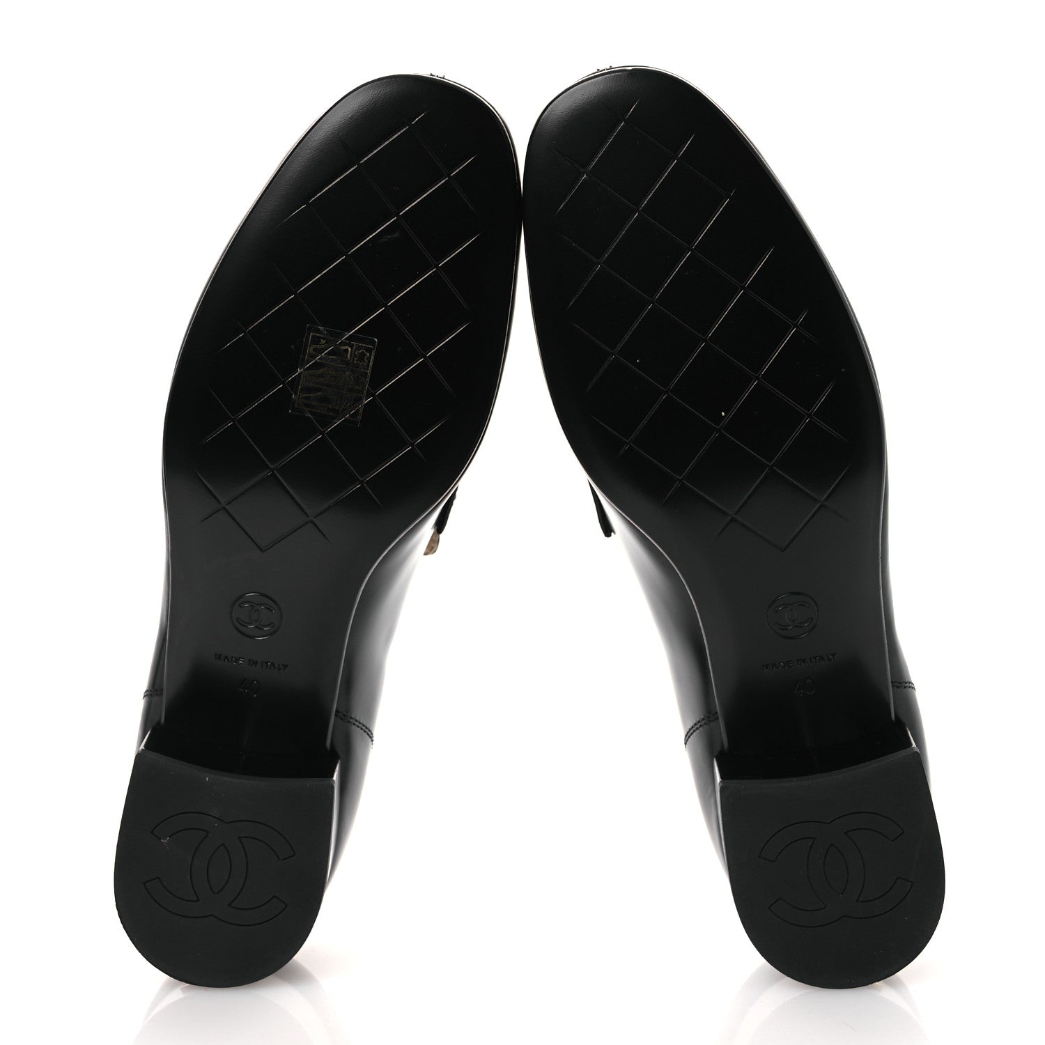 Chanel Shiny Calfskin Logo Loafers 40 Black 7 of 11