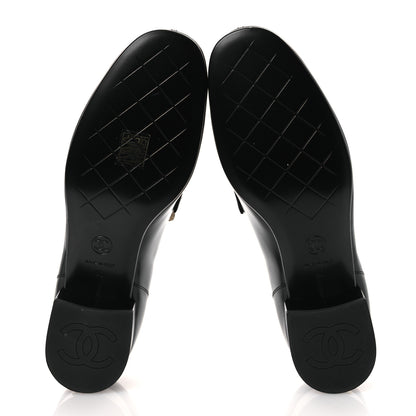 Chanel Shiny Calfskin Logo Loafers 40 Black 7 of 11