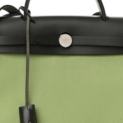Hermes Military Toile Vache Hunter Herbag Zip Retourne 31 PM Vert Criquet Black 9 of 14