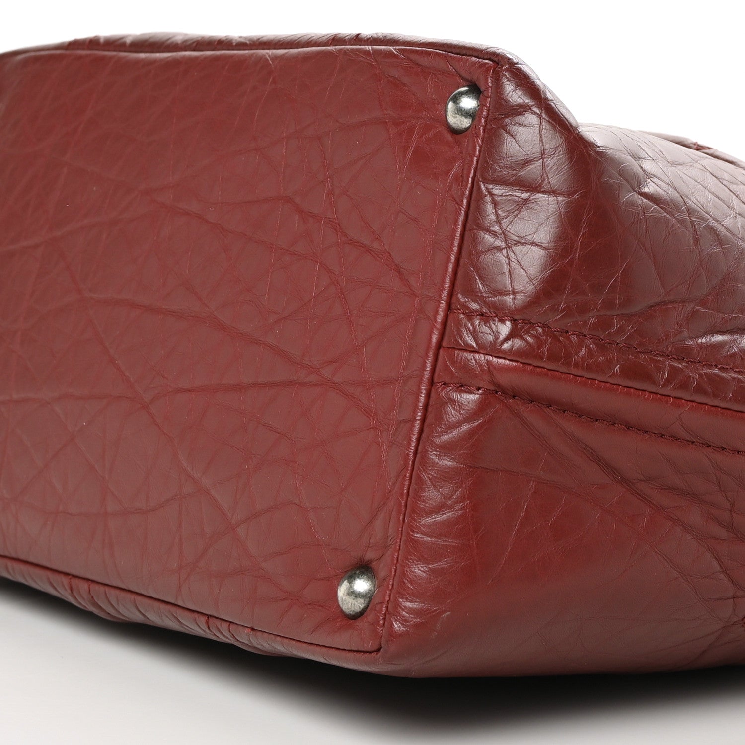 Chanel Aged Calfskin Small Shopping In Moscow Tote Burgundy 8 of 8