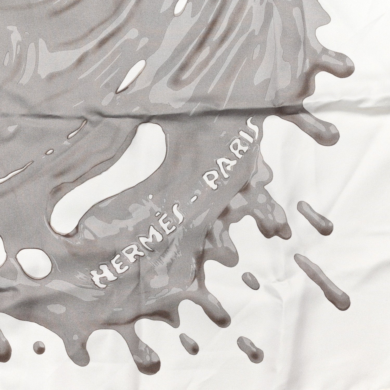 Hermes Silk Peinture Fraiche 90 White Sepia 2 of 7