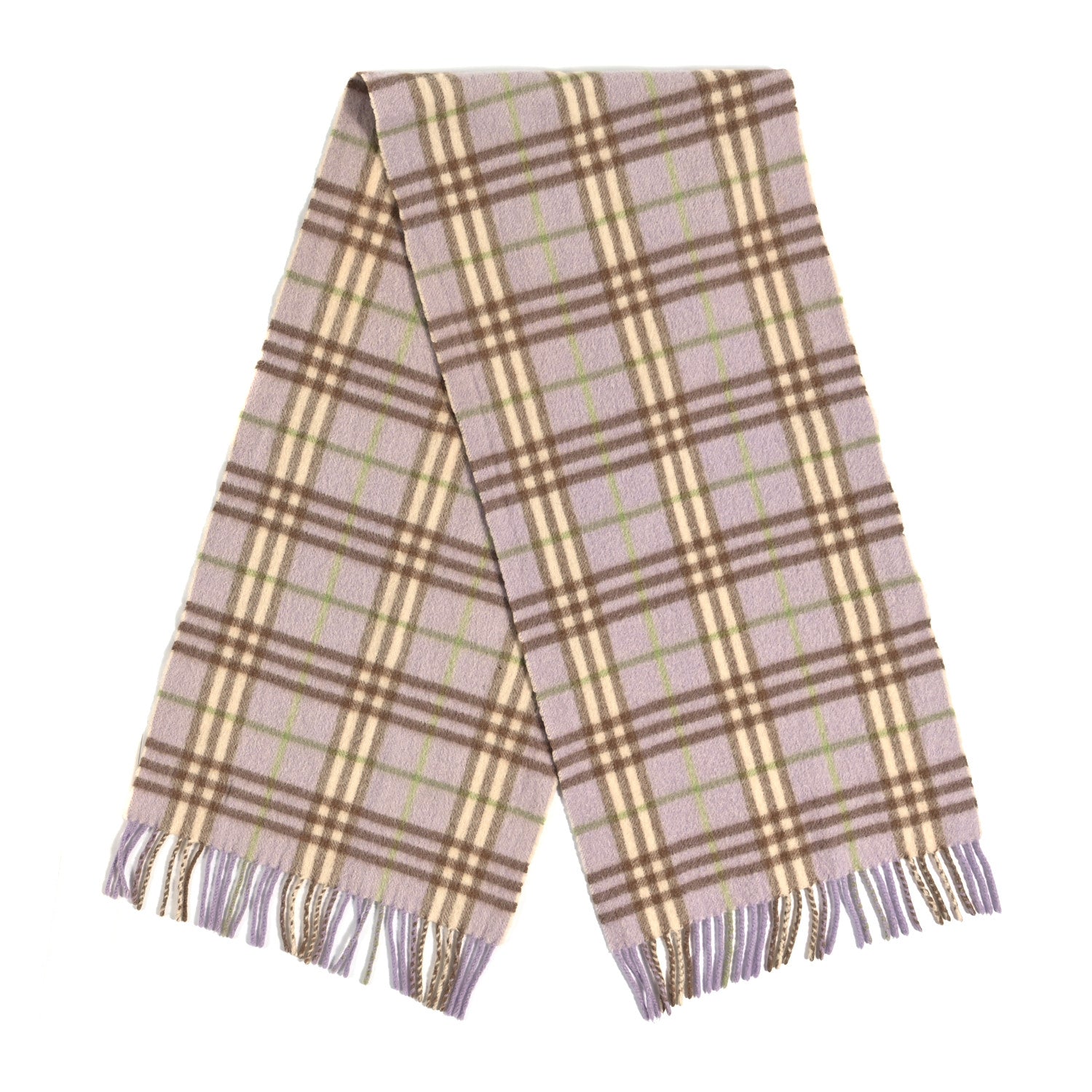 Burberry Cashmere Check Fringe Scarf Pink 2 of 3