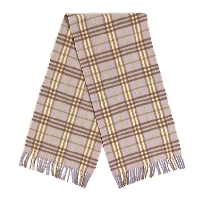 Burberry Cashmere Check Fringe Scarf Pink 2 of 3
