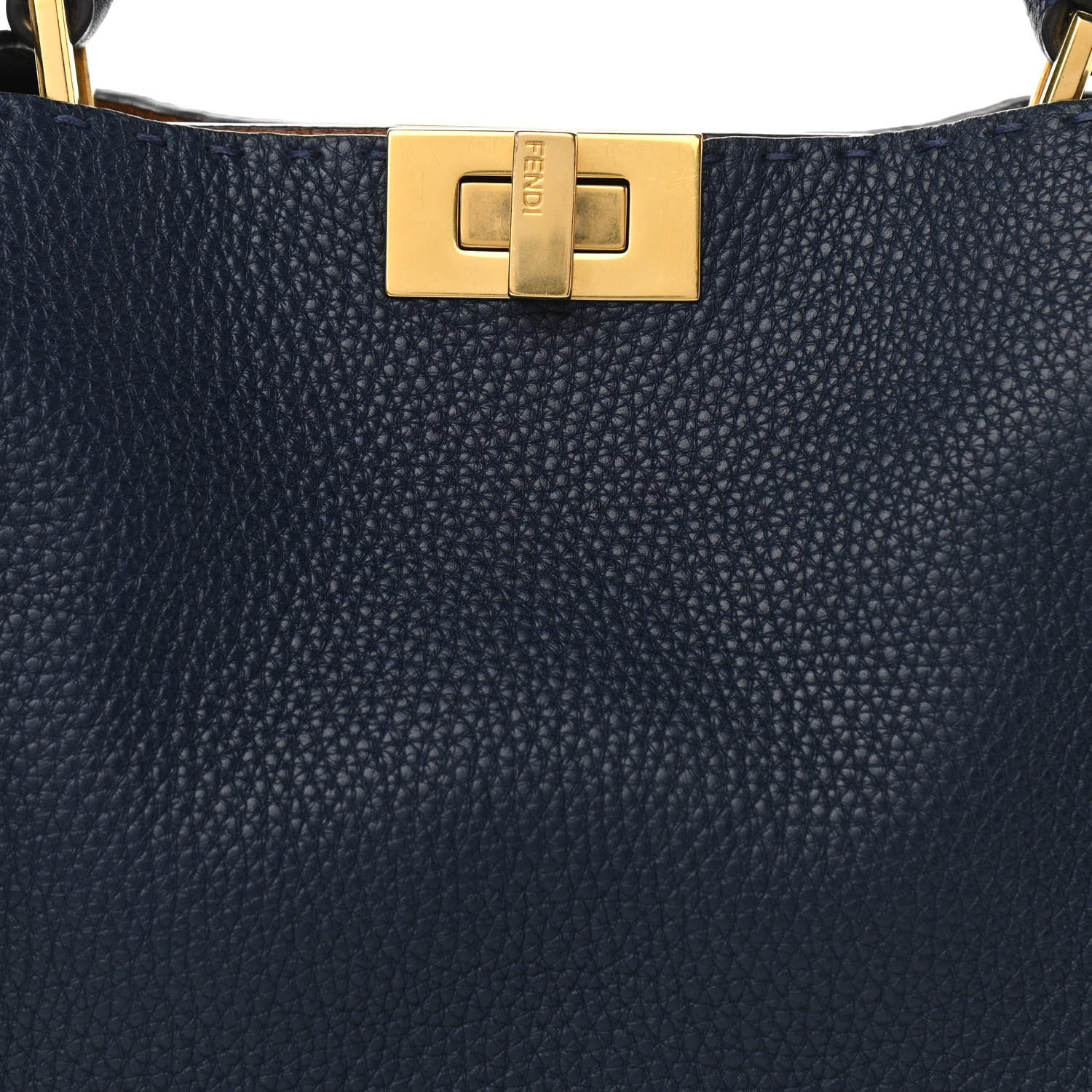 Fendi Cuoio Romano Selleria Bi-Color Medium Peekaboo Iconic Essentially Satchel Indaco Saddler 8 of 10