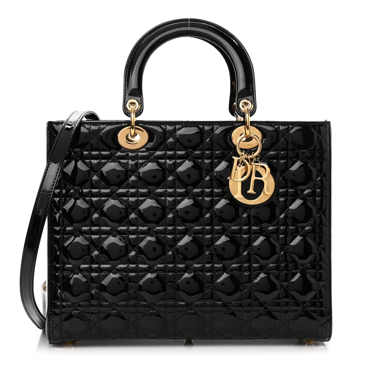 Patent Cannage Large Lady Dior Black