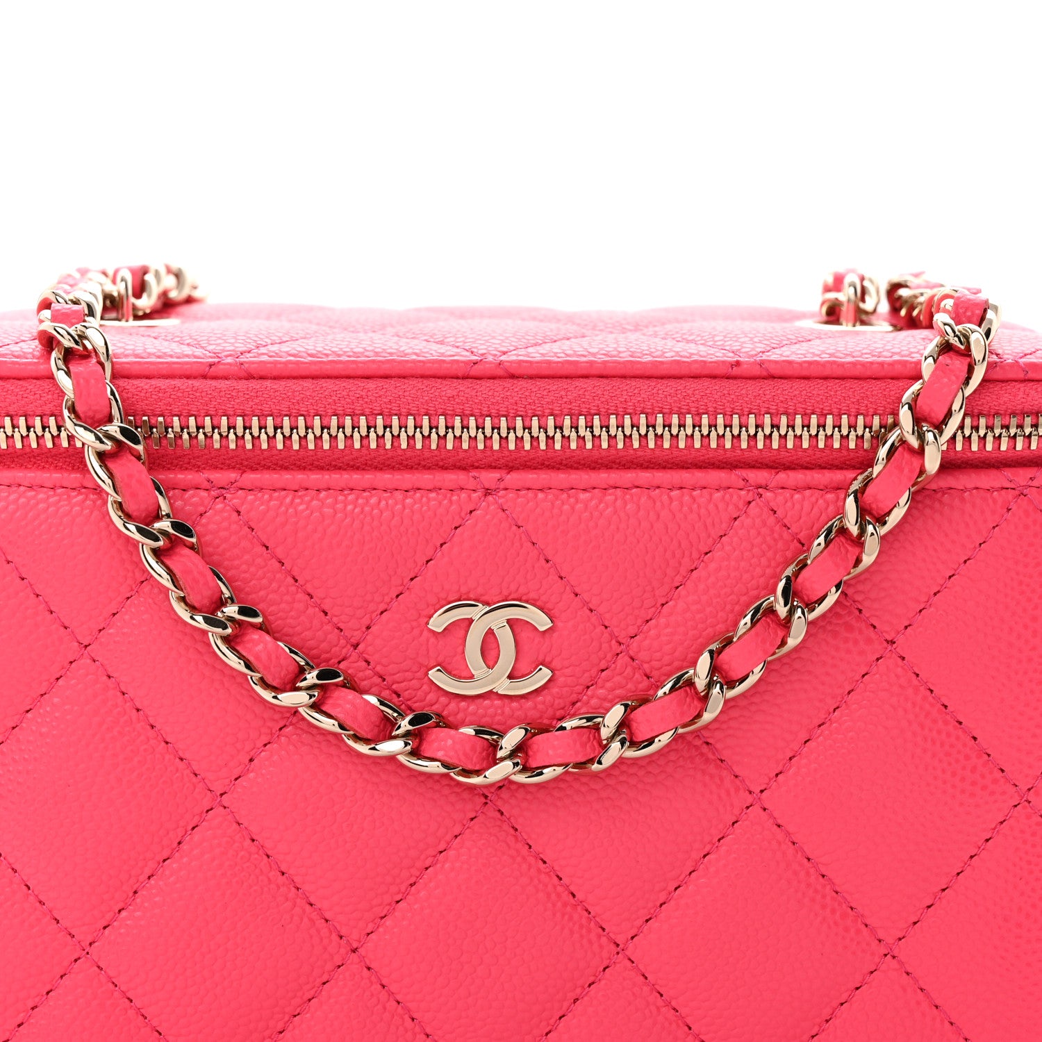 Chanel Caviar Quilted Small Vanity Case With Chain Pink 8 of 11