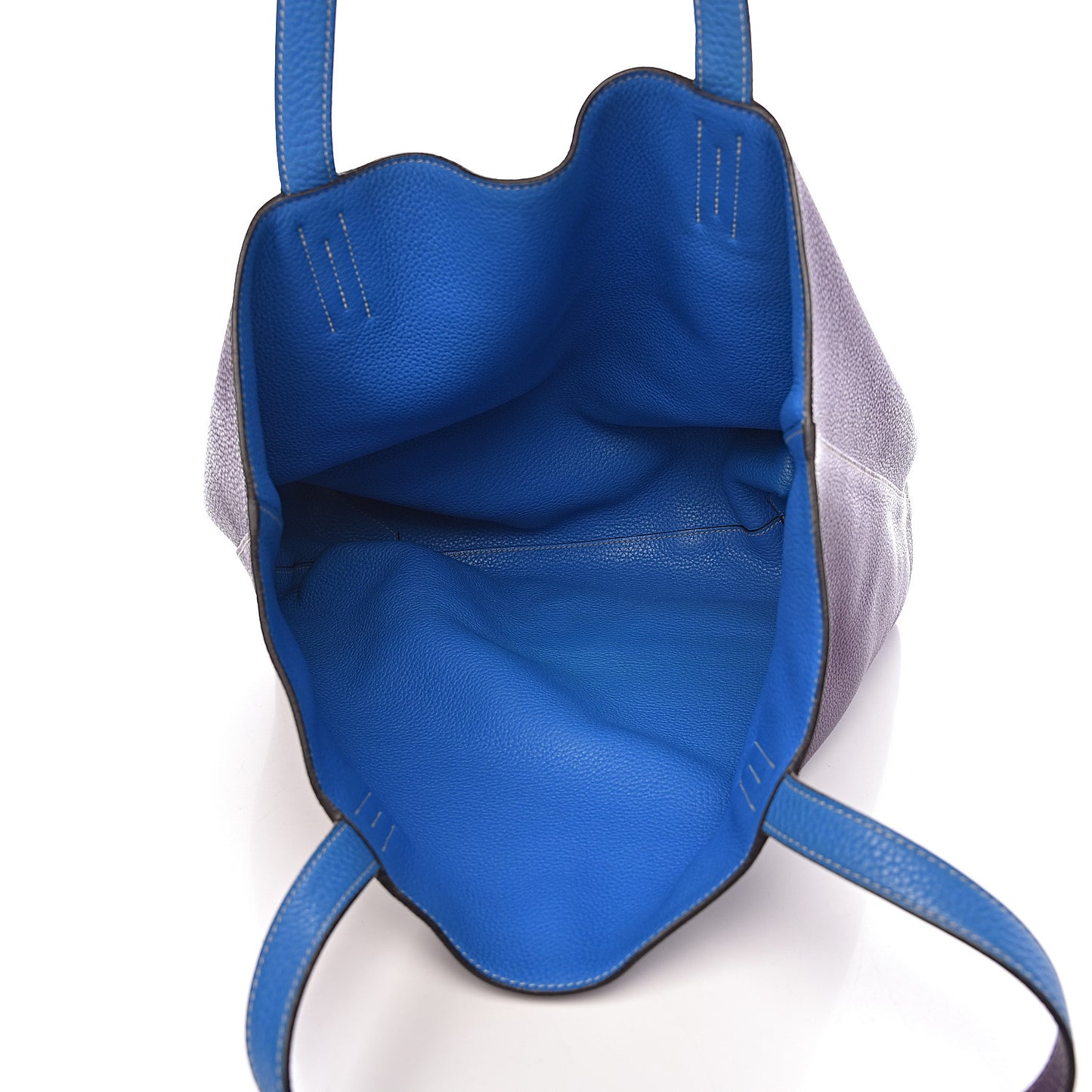 Taurillon Clemence Double Sens 45 Reversible Tote Bleu Zanzibar Ultraviolet
