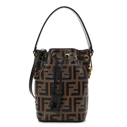Fendi Vitello Liberty F is Fendi Bi-Color FF 1974 Embossed Mini Mon Tresor Bucket Bag Maya Black 1 of 11