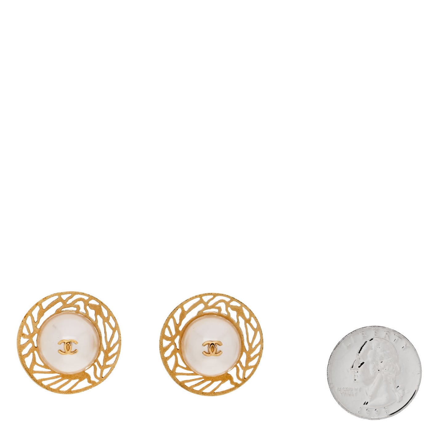 Pearl CC Clip On Earrings Gold