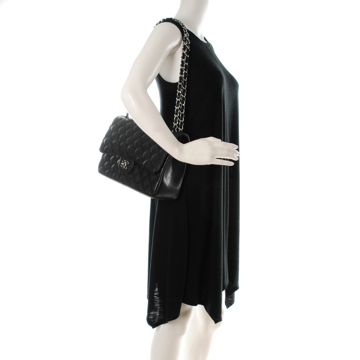 Caviar Quilted Jumbo Double Flap Black